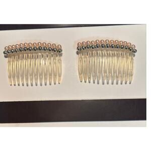 Vintage Hair Side Comb SET BEADED Retro 1980